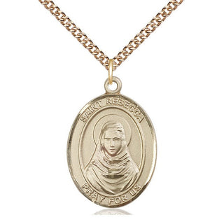 14kt Gold Saint Rebecca Medal Engraved Catholic Saint Jewelry
