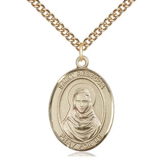 14kt Gold Saint Rebecca Medal Engraved Catholic Saint Jewelry