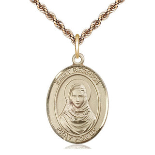 14kt Gold Saint Rebecca Medal Engraved Catholic Saint Jewelry