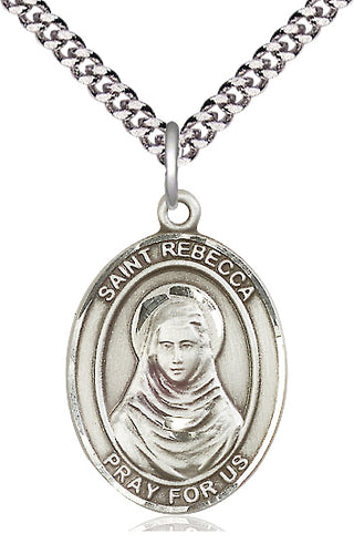 Pewter Saint Rebecca Medal Catholic Jewelry Engraved Catholic Saint Jewelry