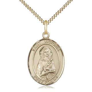 14kt Gold Filled Saint Victoria Medal Catholic Jewelry Engraved Catholic Saint Jewelry