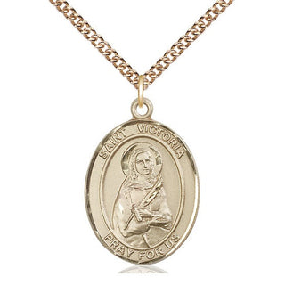 14kt Gold Filled Saint Victoria Medal Catholic Jewelry Engraved Catholic Saint Jewelry