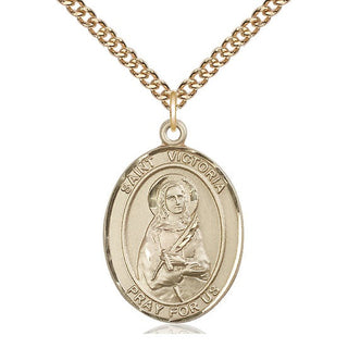 14kt Gold Filled Saint Victoria Medal Catholic Jewelry Engraved Catholic Saint Jewelry