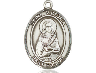 Pewter Saint Victoria Medal Engraved Catholic Saint Jewelry