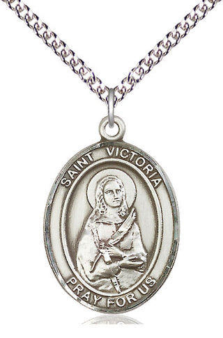 Sterling Silver Saint Victoria Medal Catholic Jewelry Engraved Catholic Saint Jewelry