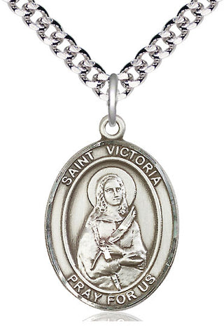 Sterling Silver Saint Victoria Medal Catholic Jewelry Engraved Catholic Saint Jewelry