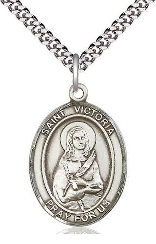 Sterling Silver Saint Victoria Medal Catholic Jewelry Engraved Catholic Saint Jewelry