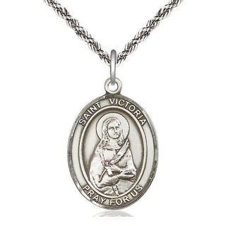 Sterling Silver Saint Victoria Medal Catholic Jewelry Engraved Catholic Saint Jewelry