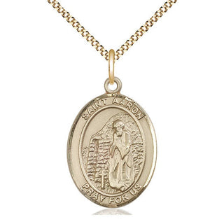 14kt Gold Filled Saint Aaron Medal Catholic Jewelry Engraved Catholic Saint Jewelry