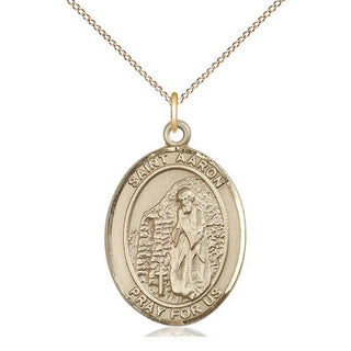 14kt Gold Filled Saint Aaron Medal Catholic Jewelry Engraved Catholic Saint Jewelry