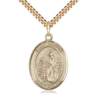14kt Gold Filled Saint Aaron Medal Catholic Jewelry Engraved Catholic Saint Jewelry