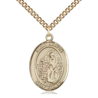 14kt Gold Filled Saint Aaron Medal Catholic Jewelry Engraved Catholic Saint Jewelry