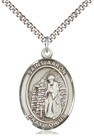 Pewter Saint Aaron Medal Catholic Jewelry Engraved Catholic Saint Jewelry