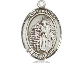 Sterling Silver Saint Aaron Medal Catholic Jewelry Engraved Catholic Saint Jewelry