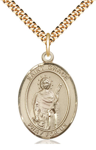 14kt Gold Filled Saint Grace Medal Catholic Jewelry Engraved Catholic Saint Jewelry