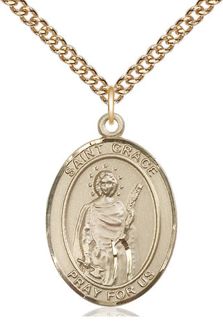 14kt Gold Filled Saint Grace Medal Catholic Jewelry Engraved Catholic Saint Jewelry