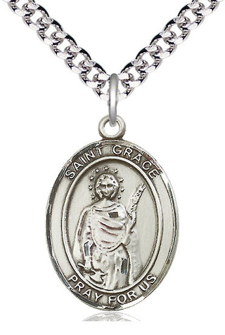 Pewter Saint Grace Medal Catholic Jewelry Engraved Catholic Saint Jewelry