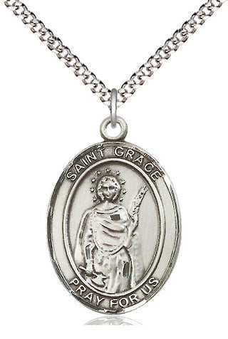 Pewter Saint Grace Medal Catholic Jewelry Engraved Catholic Saint Jewelry
