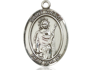 Sterling Silver Saint Grace Medal Catholic Jewelry Engraved Catholic Saint Jewelry