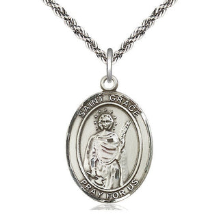 Sterling Silver Saint Grace Medal Catholic Jewelry Engraved Catholic Saint Jewelry