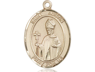 14kt Gold Filled Saint Austin Medal Engraved Catholic Saint Jewelry
