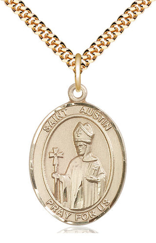 14kt Gold Filled Saint Austin Medal Catholic Jewelry Engraved Catholic Saint Jewelry