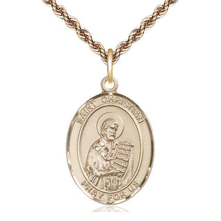 14kt Gold Saint Christian Demosthenes Medal Engraved Catholic Saint Jewelry