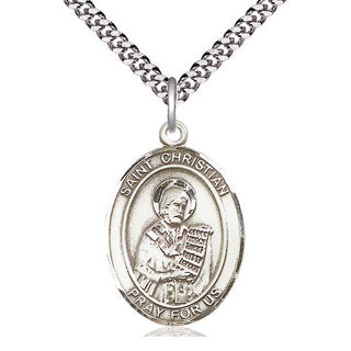 Pewter Saint Christian Demosthenes Medal Catholic Jewelry Engraved Catholic Saint Jewelry