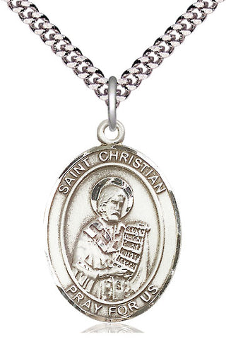 Sterling Silver Saint Christian Demosthenes Medal Catholic Jewelry Engraved Catholic Saint Jewelry