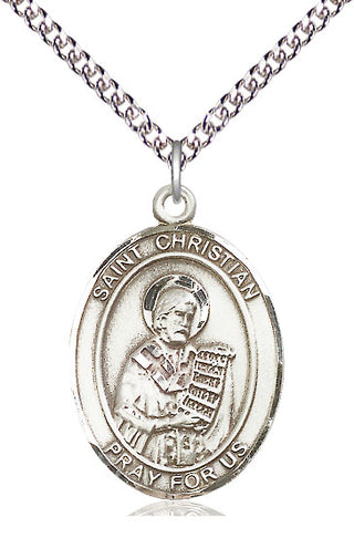 Sterling Silver Saint Christian Demosthenes Medal Catholic Jewelry Engraved Catholic Saint Jewelry