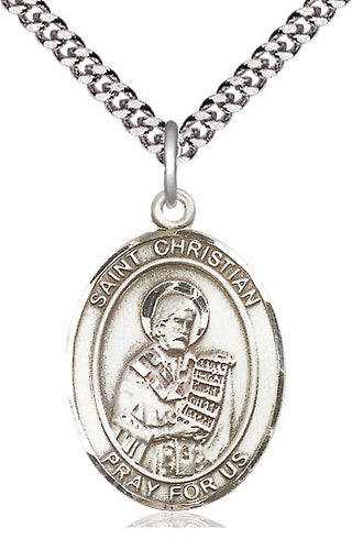 Sterling Silver Saint Christian Demosthenes Medal Catholic Jewelry Engraved Catholic Saint Jewelry