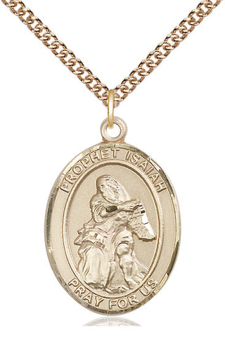 14kt Gold Filled Saint Isaiah Medal Catholic Jewelry Engraved Catholic Saint Jewelry