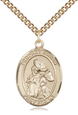 14kt Gold Filled Saint Isaiah Medal Catholic Jewelry Engraved Catholic Saint Jewelry