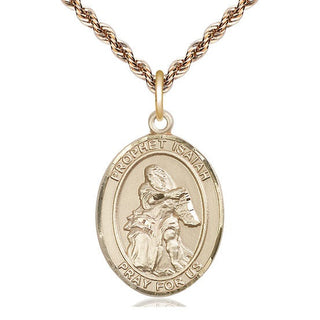 14kt Gold Filled Saint Isaiah Medal Catholic Jewelry Engraved Catholic Saint Jewelry