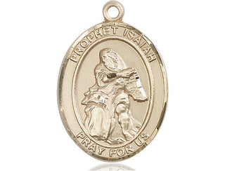 14kt Gold Saint Isaiah Medal Engraved Catholic Saint Jewelry