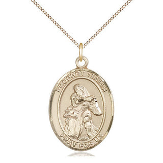 14kt Gold Saint Isaiah Medal Engraved Catholic Saint Jewelry