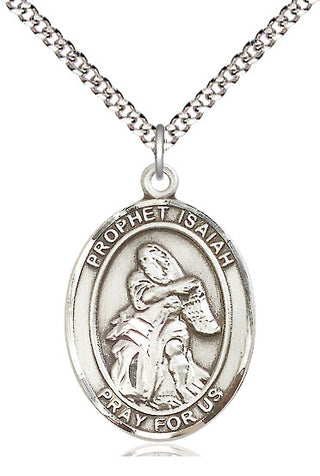 Pewter Saint Isaiah Medal Catholic Jewelry Engraved Catholic Saint Jewelry
