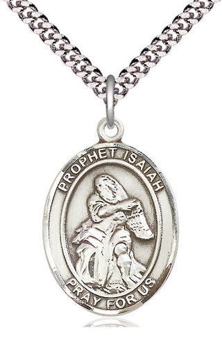 Sterling Silver Saint Isaiah Medal Catholic Jewelry Engraved Catholic Saint Jewelry
