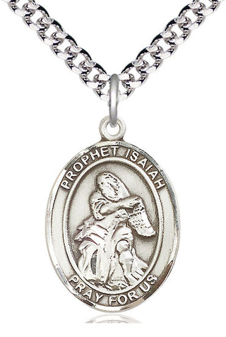 Sterling Silver Saint Isaiah Medal Catholic Jewelry Engraved Catholic Saint Jewelry