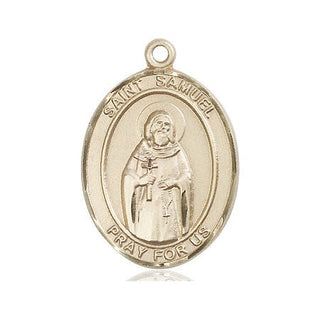 14kt Gold Filled Saint Samuel Medal Engraved Catholic Saint Jewelry