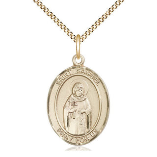 14kt Gold Filled Saint Samuel Medal Catholic Jewelry Engraved Catholic Saint Jewelry