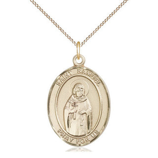 14kt Gold Filled Saint Samuel Medal Catholic Jewelry Engraved Catholic Saint Jewelry