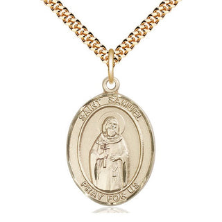 14kt Gold Filled Saint Samuel Medal Catholic Jewelry Engraved Catholic Saint Jewelry