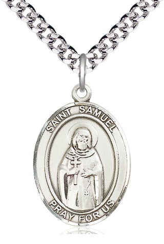 Pewter Saint Samuel Medal Catholic Jewelry Engraved Catholic Saint Jewelry