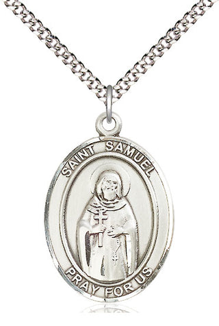 Pewter Saint Samuel Medal Catholic Jewelry Engraved Catholic Saint Jewelry