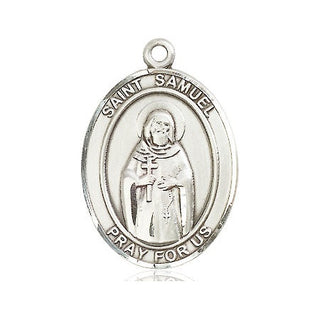 Sterling Silver Saint Samuel Medal Catholic Jewelry Engraved Catholic Saint Jewelry