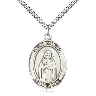Sterling Silver Saint Samuel Medal Catholic Jewelry Engraved Catholic Saint Jewelry