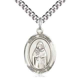 Sterling Silver Saint Samuel Medal Catholic Jewelry Engraved Catholic Saint Jewelry