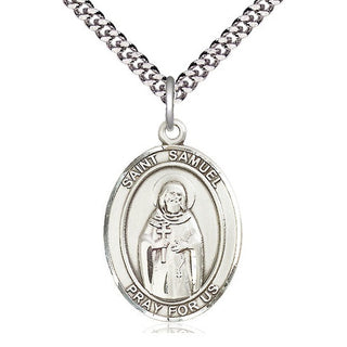 Sterling Silver Saint Samuel Medal Catholic Jewelry Engraved Catholic Saint Jewelry