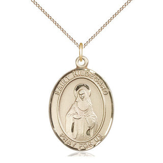 14kt Gold Filled Saint Hildegard von Bingen Medal Catholic Jewelry Engraved Catholic Saint Jewelry